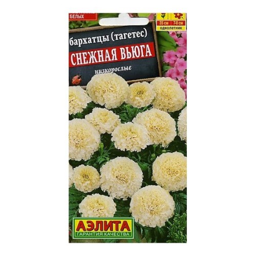 Бархатцы (тагетес прямостоячий) Снежная вьюга 7шт (Аэлита)