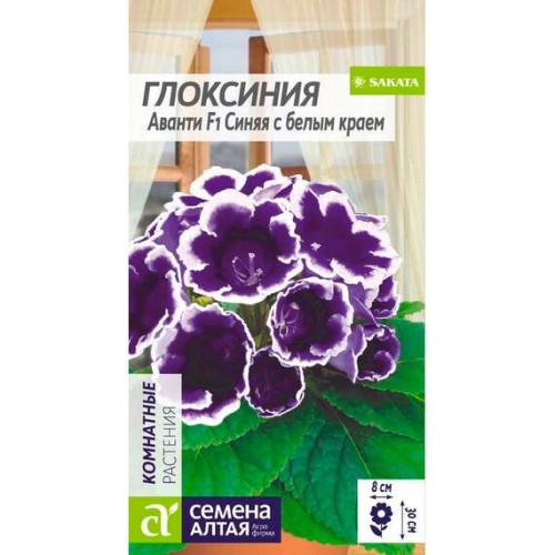 Глоксиния Аванти F1 Синяя с белым краем 8шт (Семена Алтая)