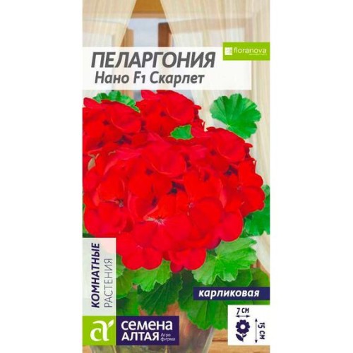 Пеларгония карликовая Нано F1 Скарлет 3шт (Семена Алтая)